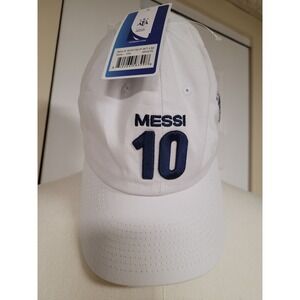 Argentina Messi 10 Official AFA Blokecore White Adjustable Hat Soccer Cap NWT